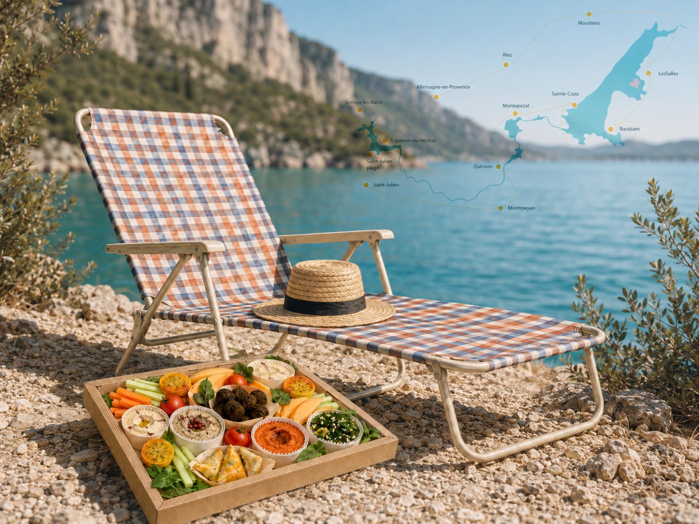 Carte de la zone de livraison Picnics autour des lacs du Verdon : Gréoux-les-Bains, Esparron, Saint-Julien plage, Quinson, Sainte-Croix, Bauduen, Les Salles-sur-Verdon, Moustiers, Vinon-sur-Verdon et Cadarache